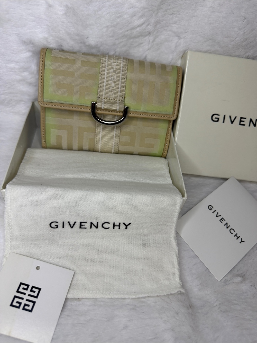 Givenchy Beige Wallet with Pale Green Accent